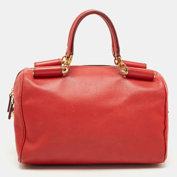 Dolce & Gabbana Handbags - DOLCE & GABBANA Red Leather Miss Sicily Bowler Bag